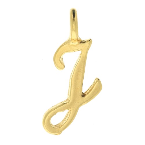 12mm alphabet letter Charm - italic font - J - 3 microns Gold Plated x1