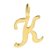 10mm alphabet letter Charm - italic font - K - 3 microns Gold Plated x1|raw }}