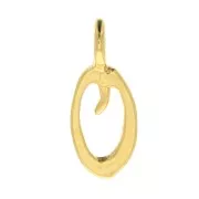 10mm alphabet letter Charm - italic font - O - 3 microns Gold Plated x1