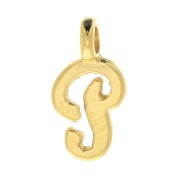 10mm alphabet letter Charm - italic font - P - 3 microns Gold Plated x1