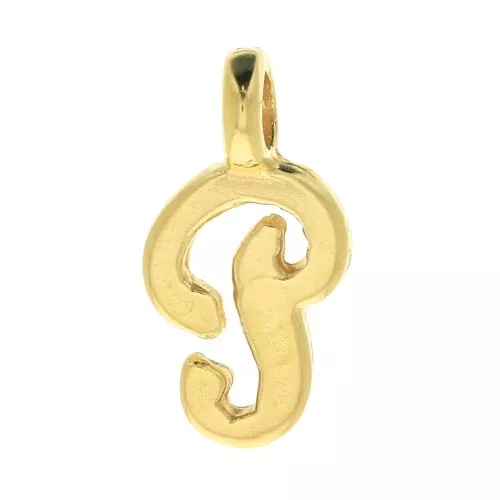 10mm alphabet letter Charm - italic font - P - 3 microns Gold Plated x1
