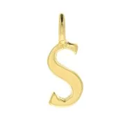 10mm alphabet letter Charm - italic font - S - 3 microns Gold Plated x1
