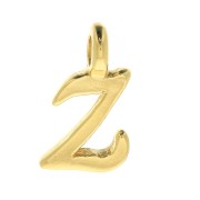 10mm alphabet letter Charm - italic font - Z - 3 microns Gold Plated x1