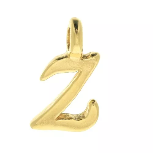 10mm alphabet letter Charm - italic font - Z - 3 microns Gold Plated x1