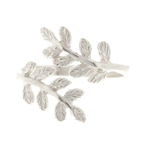 925 Sterling Silver Adjustable ring with olive branches - Size 52 to 58 x1