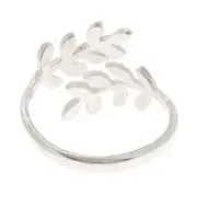 925 Sterling Silver Adjustable ring with olive branches - Size 52 to 58 x1