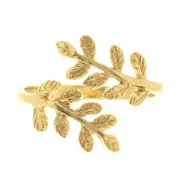 Adjustable ring with olive branches - Size 52 to 58 - Fine Gold plated x1