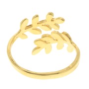 Adjustable ring with olive branches - Size 52 to 58 - Fine Gold plated x1