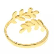 Adjustable ring with olive branches - Size 52 to 58 - Fine Gold plated x1