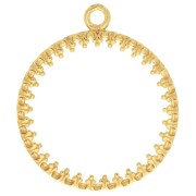 20mm Round worked pendant for flat cabochon - 3 microns Gold plated x1