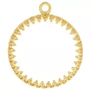 20mm Round worked pendant for flat cabochon - 3 microns Gold plated x1