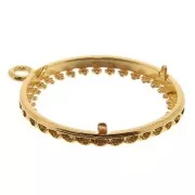 20mm Round worked pendant for flat cabochon - 3 microns Gold plated x1