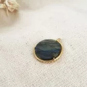 20mm Round worked pendant for flat cabochon - 3 microns Gold plated x1
