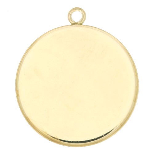 20mm Gold filled Round pendant for flat back cabochon x1