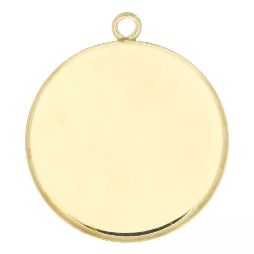 20mm Gold filled Round pendant for flat back cabochon x1