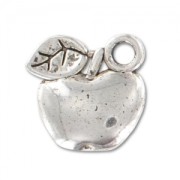 Apple charm 10mm Old Silver tone x1|raw }}