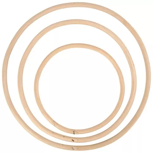 Set of 3 bamboo circles for dream catcher and decoration - Natural x1