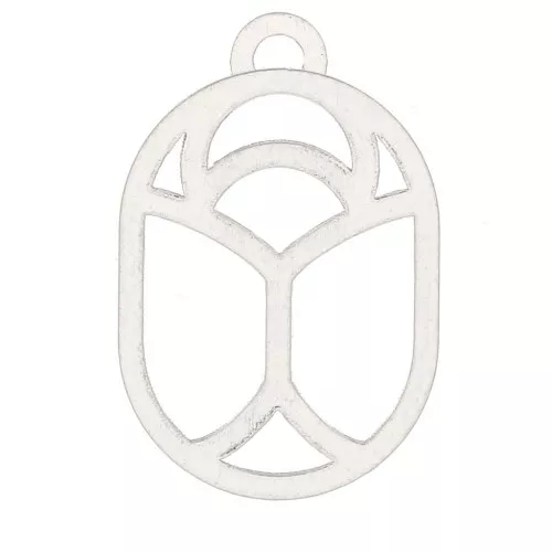 11x7mm Hollow Scarab Charm - exclusive to Perles & Co - Fine silver plating x1