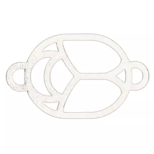12x7mm hollow beetle connector - exclusive to Perles & Co - Silver Tone x1