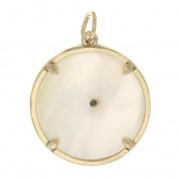 19x17mm Round mother-of-pearl pendant - Letter J - 3 microns gold plated x1
