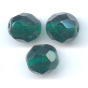Fire Polished faceted round beads 8mm Emerald  x20