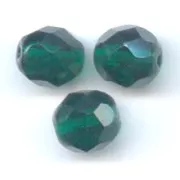Fire Polished faceted round beads 8mm Emerald  x20