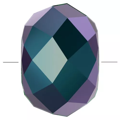 8mm Briolette XL PureCrystal 5042 rondelle bead - Jet Shimmer 2X x1