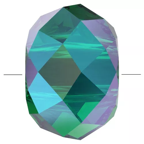 8mm Briolette XL PureCrystal 5042 rondelle bead - Emerald Shimmer 2X x1