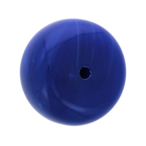 18x11mm Round opaque resin bead - Marbled Royal Blue x1