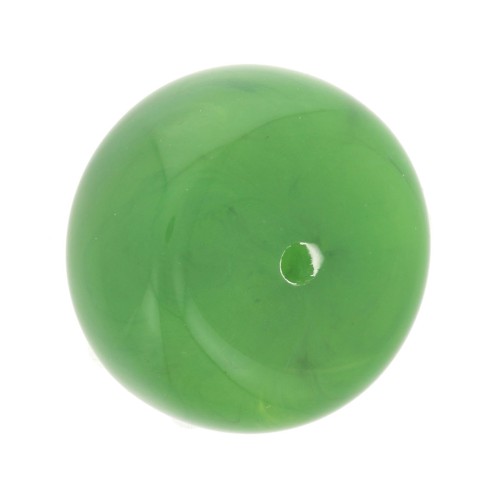 18x11mm Round opaque resin bead - Marbled green x1