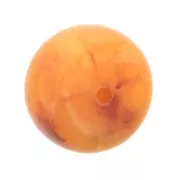 Round bead in translucent resin 14x8 mm - Apricot marbled x1