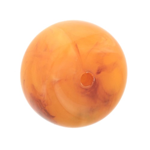 Round bead in translucent resin 14x8 mm - Apricot marbled x1