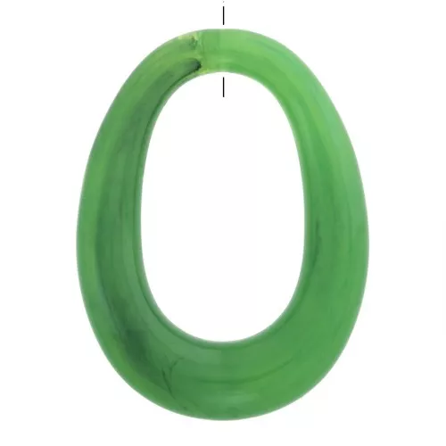 44x33mm Hollow oval pendant in opaque resin - Marbled green x1