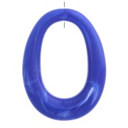 44x33mm Hollow oval pendant in opaque resin - Marbled Royal Blue x1