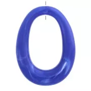 Pendentif ovale évidé en résine opaque 44x33 mm - Bleu royal marbré x1