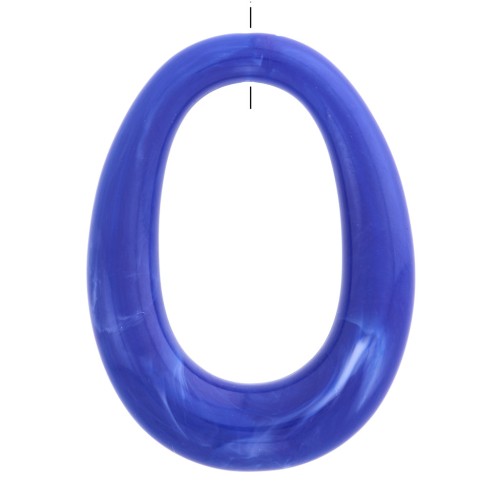 44x33mm Hollow oval pendant in opaque resin - Marbled Royal Blue x1