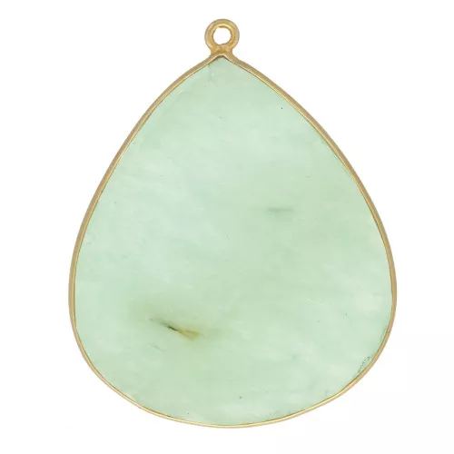 39x31mm 925 Sterling Silver Gemstone Pendant - Fine Gold Plated - Amazonite x1