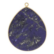 39x31mm 925 Sterling Silver Gemstone Pendant - Fine Gold Plated - Lapis lazuli x1