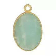 18x11mm 925 Sterling Silver gemstone pendant - Fine Gold Plated - Amazonite x1