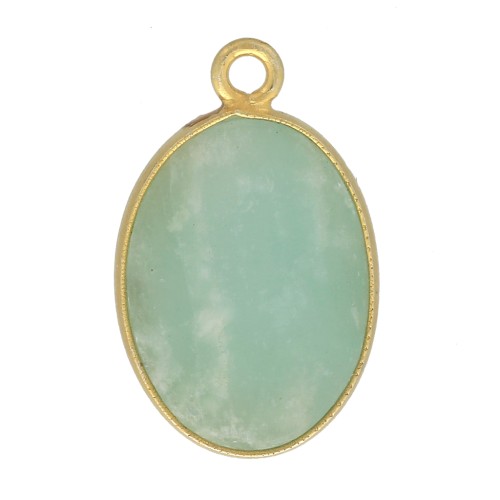 18x11mm 925 Sterling Silver gemstone pendant - Fine Gold Plated - Amazonite x1