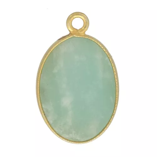 18x11mm 925 Sterling Silver gemstone pendant - Fine Gold Plated - Amazonite x1