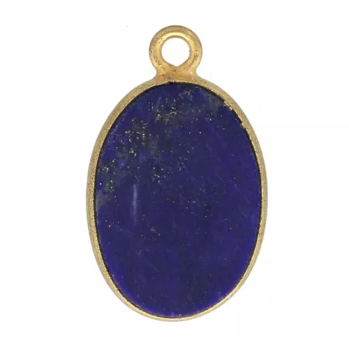 18x11mm 925 Sterling Silver gemstone pendant - Fine Gold Plated - Lapis lazuli x1
