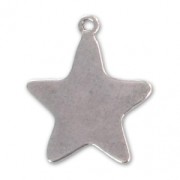 Star Pendant 28mm Rhodium tone x1