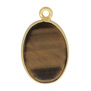 18x11mm 925 Sterling Silver gemstone pendant - Fine Gold Plated - Tiger Eye x1