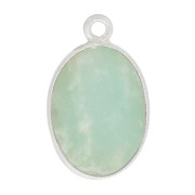 18x11mm 925 Sterling Silver Oval gemstone pendant - Amazonite x1|raw }}