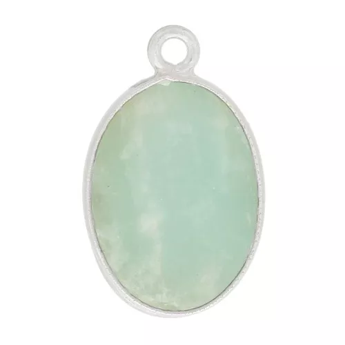 18x11mm 925 Sterling Silver Oval gemstone pendant - Amazonite x1
