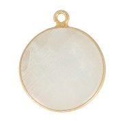 16mm 925 Sterling Silver Round Gemstone Pendant - Gold - Moonstone x1|raw }}