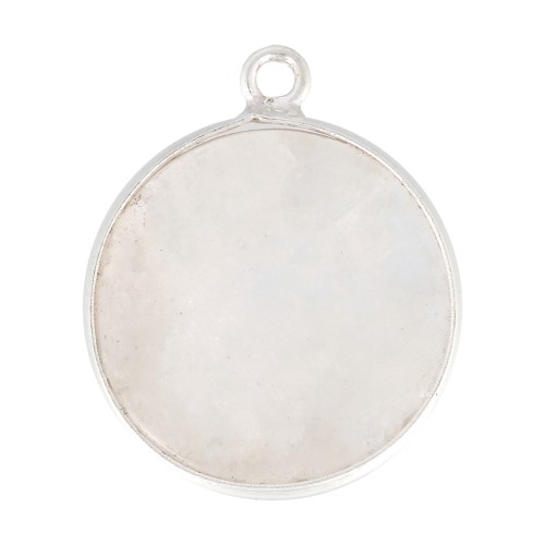 16mm 925 Sterling Silver Round Gemstone Pendant - Moonstone x1
