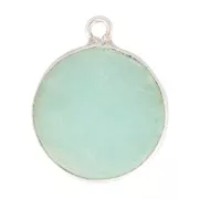 16mm 925 Sterling Silver Round Gemstone Pendant - Amazonite x1