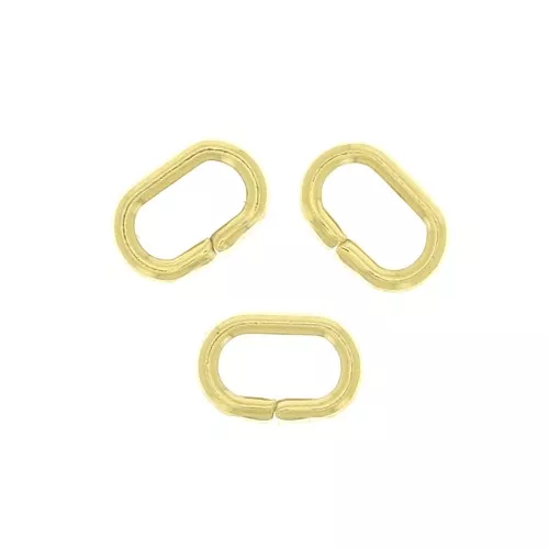 3.5x2.4x1mm 925 Sterling Silver Half Round Oval Open Jump Rings - Gold Tone x10